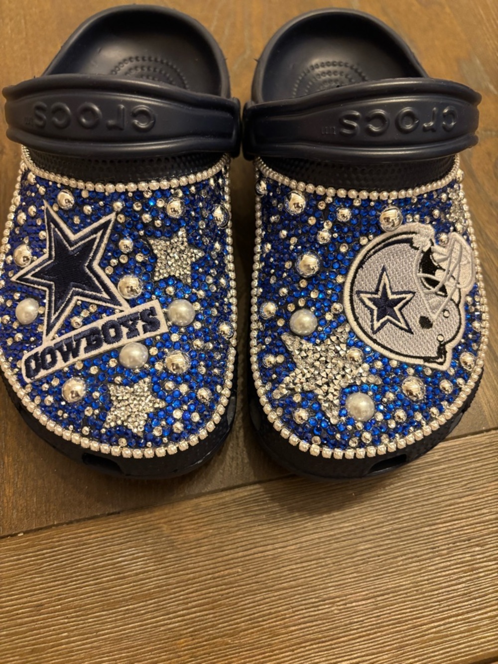 Custom Kids Dallas Football Themed Bedazzled Crocs
